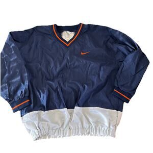 Nike Navy and White Windbreaker Pullover with Orange Accents